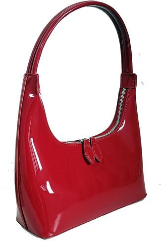 Women Red Retro Underarm Shoulder Bag Y2k Patent Leather Hobo Bag Purse in Saudi Arabia