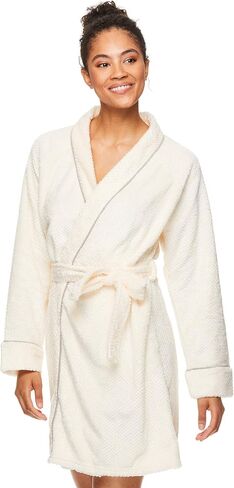 TAHARI Womens Honeycomb Plush Robe, Womens Robes Knee Length, Womens Bathrobe, Short Robes for Women in Saudi Arabia
