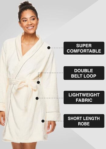 TAHARI Womens Honeycomb Plush Robe, Womens Robes Knee Length, Womens Bathrobe, Short Robes for Women in Saudi Arabia