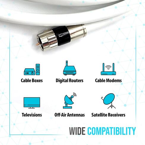 10FT RG6 Coaxial Cable with Connector, Coax Cable Black | Made in USA Coax Cord Extender for High Speed Internet, TV Antenna, Cable TV, Satellite, Modem, MOCA, HDTV, Coupler Included in Saudi Arabia