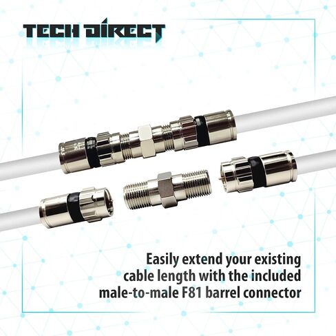 10FT RG6 Coaxial Cable with Connector, Coax Cable Black | Made in USA Coax Cord Extender for High Speed Internet, TV Antenna, Cable TV, Satellite, Modem, MOCA, HDTV, Coupler Included in Saudi Arabia