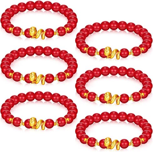 Tondiamo 6 Pcs 2026 Chinese New Year of Horse Bracelet Red String Gold Charm Beaded Bracelet Chinese Zodiac Animal Good Luck Jewelry Year of The Horse Gift in Saudi Arabia