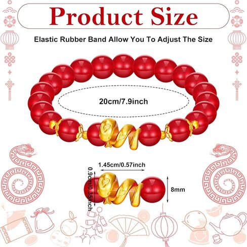 Tondiamo 6 Pcs 2026 Chinese New Year of Horse Bracelet Red String Gold Charm Beaded Bracelet Chinese Zodiac Animal Good Luck Jewelry Year of The Horse Gift in Saudi Arabia