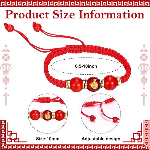 Tondiamo 6 Pcs 2026 Chinese New Year of Horse Bracelet Red String Gold Charm Beaded Bracelet Chinese Zodiac Animal Good Luck Jewelry Year of The Horse Gift in Saudi Arabia