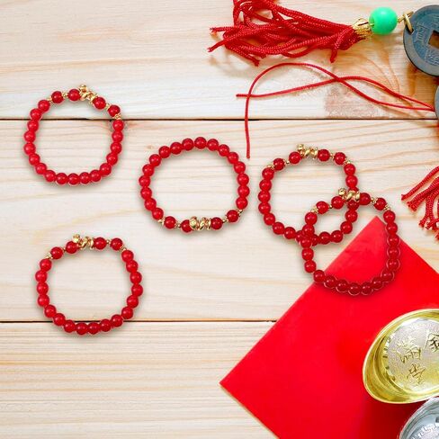Tondiamo 6 Pcs 2026 Chinese New Year of Horse Bracelet Red String Gold Charm Beaded Bracelet Chinese Zodiac Animal Good Luck Jewelry Year of The Horse Gift in Saudi Arabia