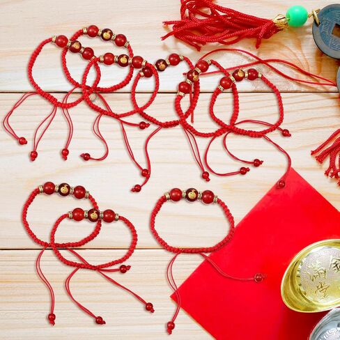 Tondiamo 6 Pcs 2026 Chinese New Year of Horse Bracelet Red String Gold Charm Beaded Bracelet Chinese Zodiac Animal Good Luck Jewelry Year of The Horse Gift in Saudi Arabia
