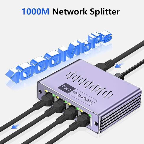 موزع إيثرنت 1 إلى 2 1000 ميجابت في الثانية، مقسم إنترنت عالي السرعة RJ45 منفذ LAN لكابل Cat 5/5e/6/7/8، مفتاح توجيه إيثرنت للكمبيوتر/الكمبيوتر المحمول/التلفزيون (جهازان متصلان بالشبكة في وقت واحد) in Kuwait