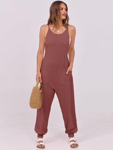 ANRABESS Women's Causal Sleeveless Jumpsuits Summer Scoop Neck Harem Overalls Stretchy Adjustable Strap Romper with Pocket in Saudi Arabia