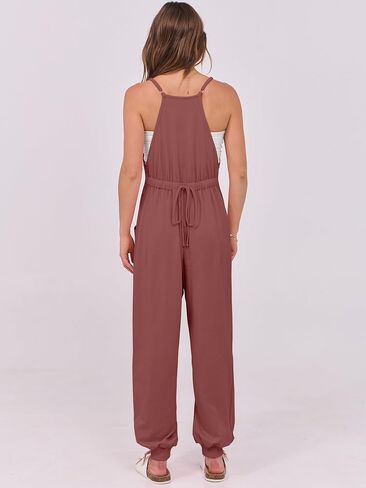 ANRABESS Women's Causal Sleeveless Jumpsuits Summer Scoop Neck Harem Overalls Stretchy Adjustable Strap Romper with Pocket in Saudi Arabia