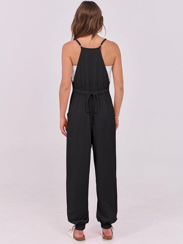 ANRABESS Women's Causal Sleeveless Jumpsuits Summer Scoop Neck Harem Overalls Stretchy Adjustable Strap Romper with Pocket in Saudi Arabia