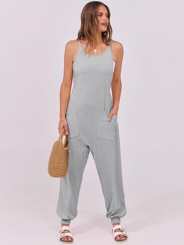 ANRABESS Women's Causal Sleeveless Jumpsuits Summer Scoop Neck Harem Overalls Stretchy Adjustable Strap Romper with Pocket in Saudi Arabia