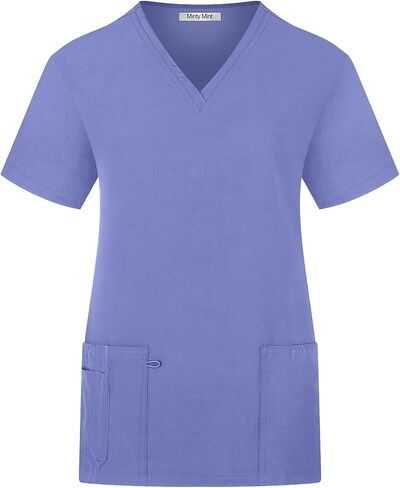 Minty Mint Women's V Neck Stretch Medical Scrub Top w Side Panels in Saudi Arabia