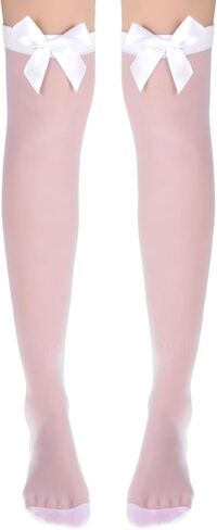 Satin Bow Thigh High Stockings Knee High Stockings with Bows Over Knee Long Satin Bow Stockings in Saudi Arabia