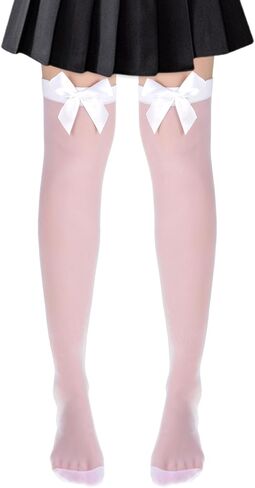 Satin Bow Thigh High Stockings Knee High Stockings with Bows Over Knee Long Satin Bow Stockings in Saudi Arabia
