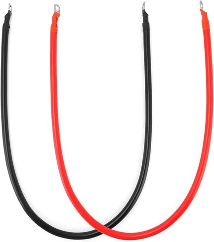 QWORK 2 AWG Pure Copper Battery Cables, 3 ft Red + Black Power Inverter Wire Set with 5/16" Ring Terminals, Heavy-Duty, Flame-Retardant, Waterproof in Saudi Arabia
