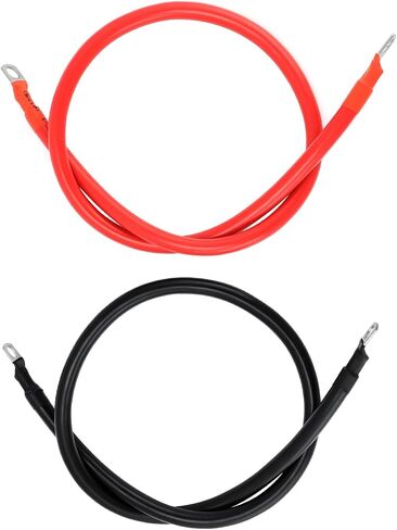 QWORK 2 AWG Pure Copper Battery Cables, 3 ft Red + Black Power Inverter Wire Set with 5/16" Ring Terminals, Heavy-Duty, Flame-Retardant, Waterproof in Saudi Arabia