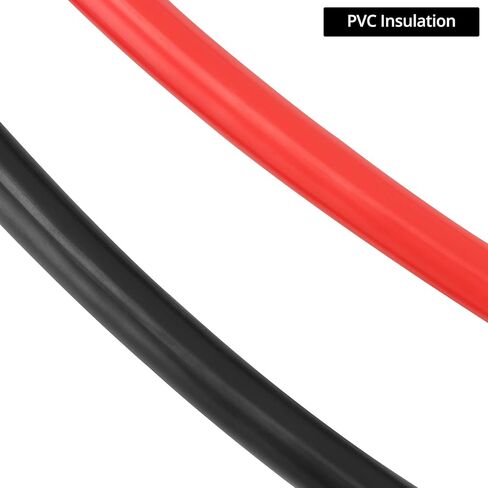 QWORK 2 AWG Pure Copper Battery Cables, 3 ft Red + Black Power Inverter Wire Set with 5/16" Ring Terminals, Heavy-Duty, Flame-Retardant, Waterproof in Saudi Arabia