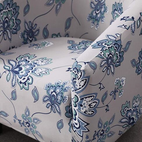 WOMACO Club Chair Slipcover Printed Stretch Armchair Tub/Round Barrel Swivel Chair Covers with Elastic Bottom Sofa Furniture Protector (2, A14) in Saudi Arabia