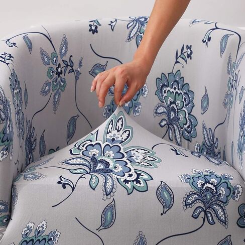 WOMACO Club Chair Slipcover Printed Stretch Armchair Tub/Round Barrel Swivel Chair Covers with Elastic Bottom Sofa Furniture Protector (2, A14) in Saudi Arabia