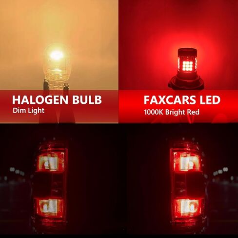 7443 LED Bulbs Red Brake Light for Toyota Tacoma 2016-2020 2021 2022 2023, W21/5W Stop Tail/Rear Side Marker Lights 1000K Red Super Bright in Kuwait
