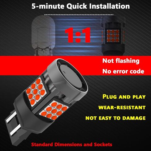 7443 LED Bulbs Red Brake Light for Toyota Tacoma 2016-2020 2021 2022 2023, W21/5W Stop Tail/Rear Side Marker Lights 1000K Red Super Bright in Kuwait