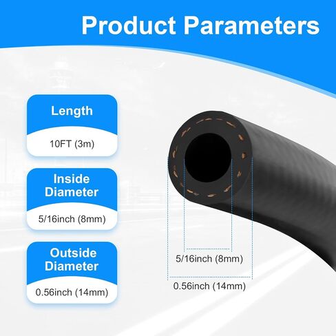 5/8" Inch ID Fuel Line,10Ft Fuel Hose NBR Rubber SAE J30R7 300PSI, Supplied By WIVIE (5/8 Inch) in Saudi Arabia