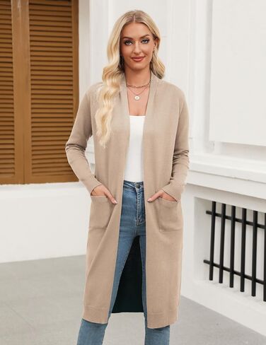 Zeagoo Women's Long Cardigans Sweater 2024 Fall Lightweight Open Front Casual Knit Duster Coat with Pockets in Saudi Arabia