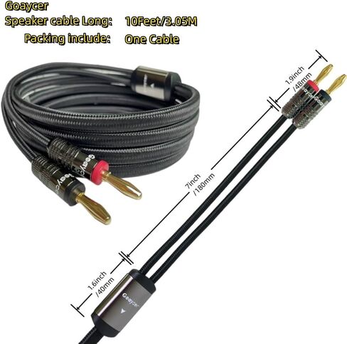 Speaker Wire with Banana Plugs, 14AWG Speaker Cable with Gold-Plated Banana Tips,Oxygen-Free Copper (OFC), 6.6FT/2M in Saudi Arabia