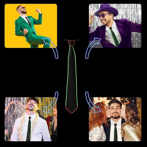 Led Light up Accessories For Men LED Necktie For Adult Kids Christmas Parties Favors Rave Outfit,Costume,Gift in Kuwait