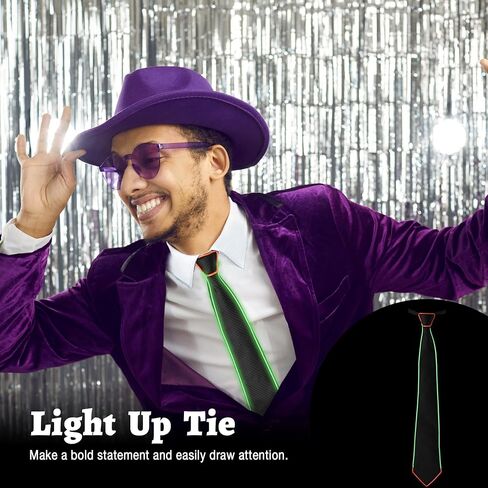 Led Light up Accessories For Men LED Necktie For Adult Kids Christmas Parties Favors Rave Outfit,Costume,Gift in Kuwait