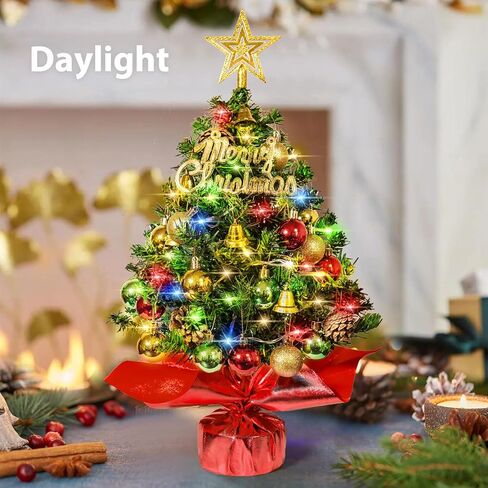 Table top Christmas Tree 24 Inch Small Christmas Tree with 30 LED Lights, Prelit Artificial Mini Christmas Tree, Home, Office, DIY Christmas Decorations in Saudi Arabia