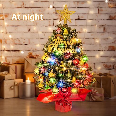Table top Christmas Tree 24 Inch Small Christmas Tree with 30 LED Lights, Prelit Artificial Mini Christmas Tree, Home, Office, DIY Christmas Decorations in Saudi Arabia