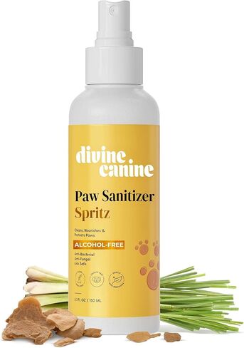 Dog Paw Cleaner - 5.1 Fl Oz of Alcohol Free Rosewater Scented Paw Sanitizer Spritz - Made with Rosewater, Aloe, Copaiba Oil, and Lemongrass Oil to Nourish and Clean Paws - Made in The USA in Kuwait