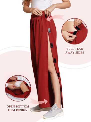 Deyeek Tear Away Pants for Women Side Snap Button Sweatpants Loose Fit Casual Post Surgery Adaptive Clothing with Pockets in Saudi Arabia