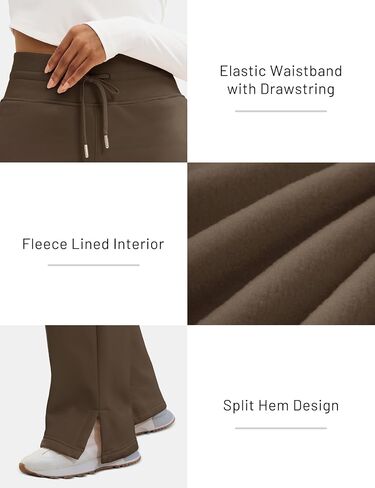 MAGCOMSEN Women's Wide Leg Sweatpants Fleece Lined Lounge Pants High Waisted Baggy Warm Winter Pants with Pockets in Saudi Arabia