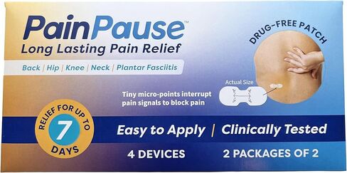 Long Lasting Pain Relief - Back, Hip, Knee, Neck, Plantar Fasciitis, and Others - Relief for Up to 7 Days, Clinically Tested, 4 Devices in 2 Pouches in Saudi Arabia