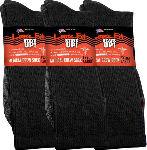 جوارب طبية للرجال والنساء (عبوة من 3 قطع) صُنعت في الولايات المتحدة الأمريكية. نعل مبطن in Kuwait