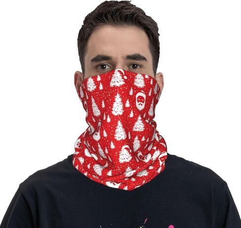 Santa Claus Christmas Tree Red Neck Gaiter for Men Women, Snowflakes Balaclava Headwear in Saudi Arabia