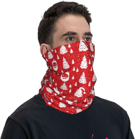 Santa Claus Christmas Tree Red Neck Gaiter for Men Women, Snowflakes Balaclava Headwear in Saudi Arabia