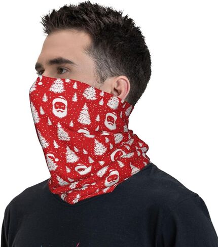 Santa Claus Christmas Tree Red Neck Gaiter for Men Women, Snowflakes Balaclava Headwear in Saudi Arabia