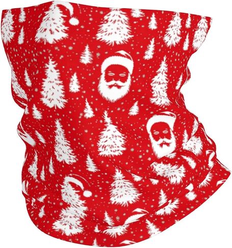 Santa Claus Christmas Tree Red Neck Gaiter for Men Women, Snowflakes Balaclava Headwear in Saudi Arabia