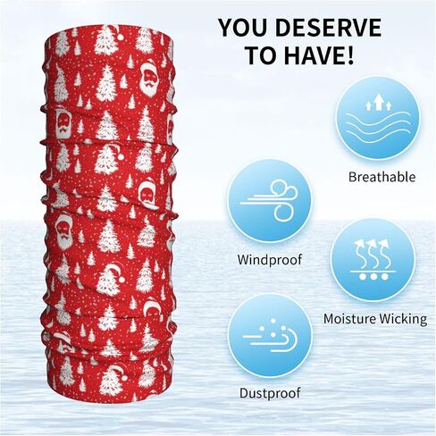 Santa Claus Christmas Tree Red Neck Gaiter for Men Women, Snowflakes Balaclava Headwear in Saudi Arabia