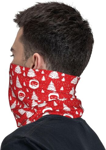 Santa Claus Christmas Tree Red Neck Gaiter for Men Women, Snowflakes Balaclava Headwear in Saudi Arabia
