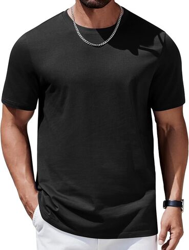 COOFANDY Mens T-Shirts 100% Cotton Heavyweight Premium Short Sleeve Shirt Crew Neck Basic Tshirt in Saudi Arabia