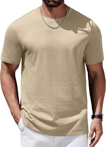 COOFANDY Mens T-Shirts 100% Cotton Heavyweight Premium Short Sleeve Shirt Crew Neck Basic Tshirt in Saudi Arabia