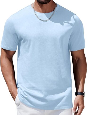 COOFANDY Mens T-Shirts 100% Cotton Heavyweight Premium Short Sleeve Shirt Crew Neck Basic Tshirt in Saudi Arabia