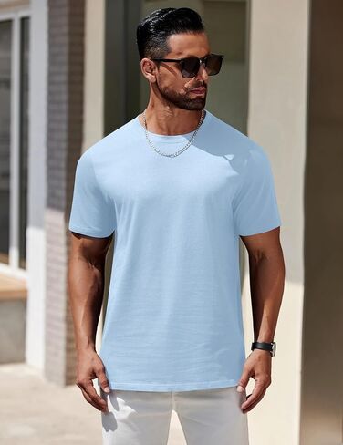 COOFANDY Mens T-Shirts 100% Cotton Heavyweight Premium Short Sleeve Shirt Crew Neck Basic Tshirt in Saudi Arabia