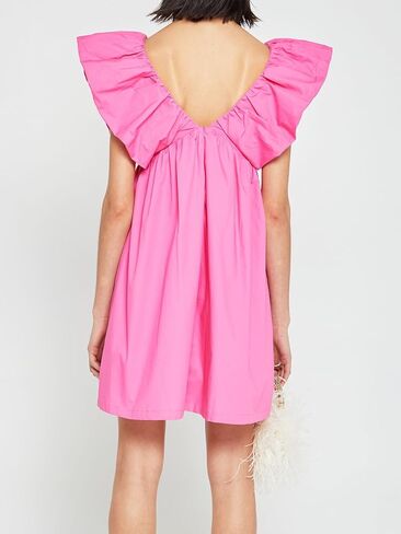 hibshaby Women's Floral Print Mini Dress V Neck Puff Sleeve Dress Short Babydoll Bow Dress in Kuwait