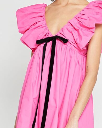 hibshaby Women's Floral Print Mini Dress V Neck Puff Sleeve Dress Short Babydoll Bow Dress in Kuwait