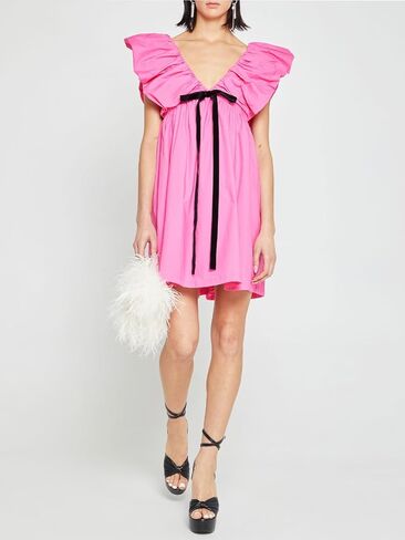 hibshaby Women's Floral Print Mini Dress V Neck Puff Sleeve Dress Short Babydoll Bow Dress in Kuwait